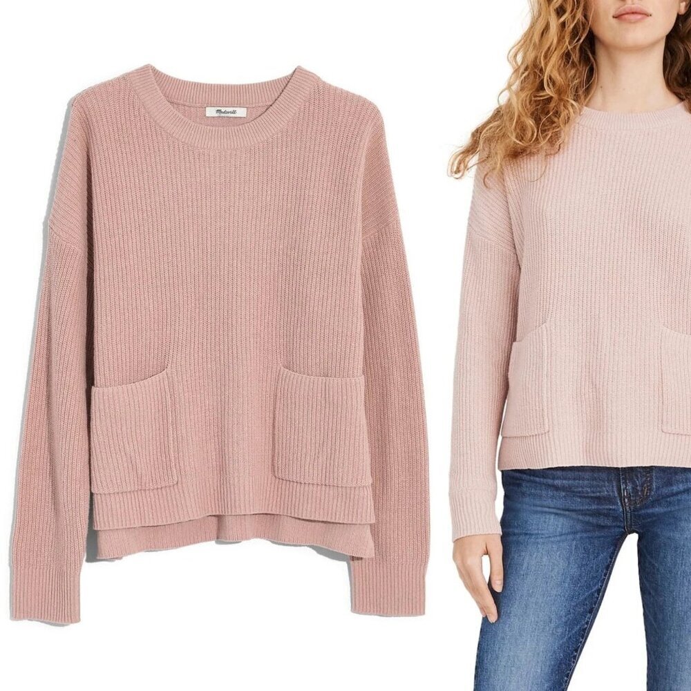 Madewell Blush Pink Patch Pocket Pullover Knit Sweater Size XXS 54023